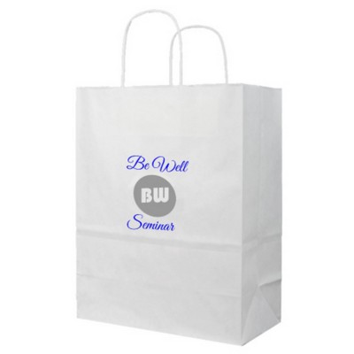 Recycled White Kraft Paper Shopping Bag 2C1S (16"x6"x18.75")