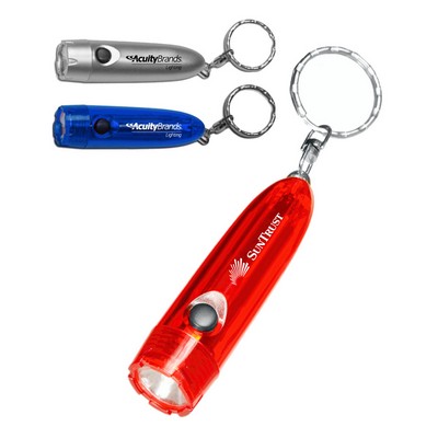 Union Printed - Mini Frosted Plastic Flashlight with Keychain - includes AAA battery