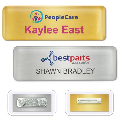 DigiLine Metal Name Badges, magnet fastener, 1" x 3"