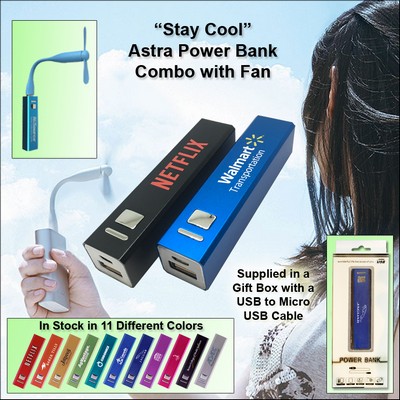 3000 mAh Astra Power Bank Combo w/Fan