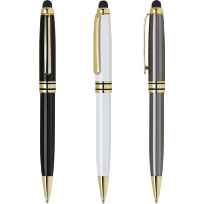 MB Series Stylus Ball Point Pen - White stylus pen with gold trim