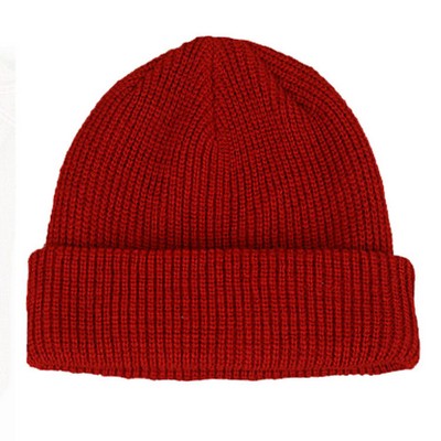 Winter Ribbed Roll Up Knitted Beanie Hat