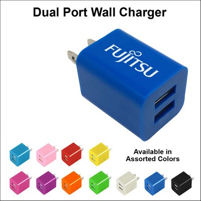 Dual USB 2 Port Wall Charger Dark Blue