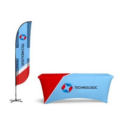 Basic Indoor Kit w Dye Sublimation 9ft Double-sided Feather Flag & 6ft Table Cover