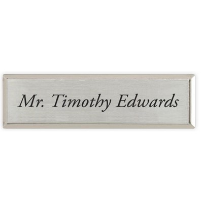 Engraved Metallic Name Badge - Silver, 3½" x 2"