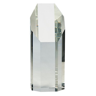 Octagon Tower Crystal Award, 8"H