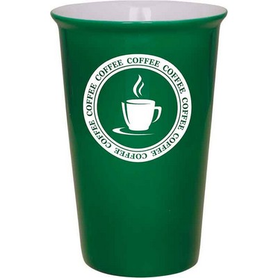 14 Oz. Green Ceramic Latte Cup, Engraved