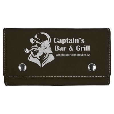 Engraved Faux Leather Card & Dice Set, Black