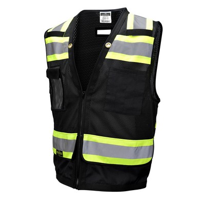 SV59-1 Type O ANSI Class 1 Heavy Duty Surveyor's Black Safety Vest