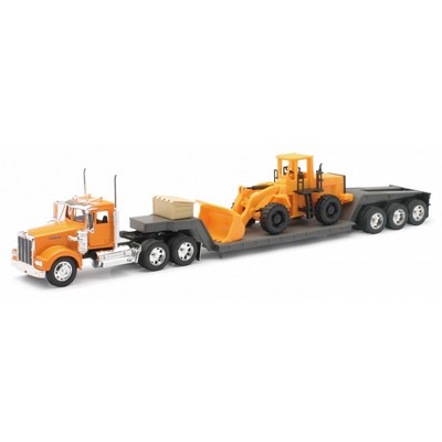 Die Cast Replica Kenworth W900 Lowboy With Construction Tractor (u)