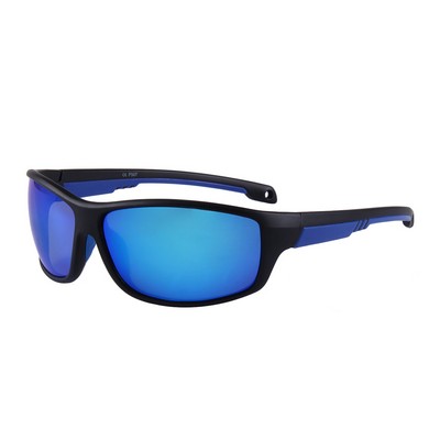 Sunglasses - Blue Mirror Lenses - Black and Blue Frames