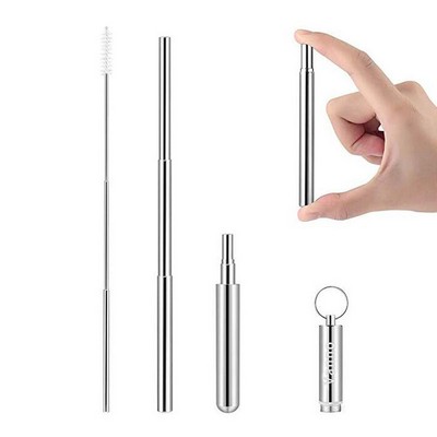 Portable Telescopic Stainless Steel Straw With Aluminum Case