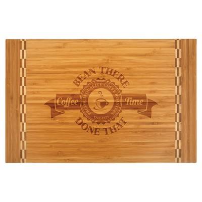 18 1/4" x 12" Bamboo Cutting Board with Butcher Block Inlay