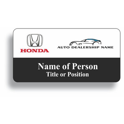 Rectangle beveled White PVC, Full Color Badge - (1 1/2" x 3")