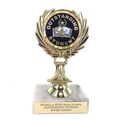 5 ¼" Trophy Rise w/ 2" Mylar Outstanding Student Insert