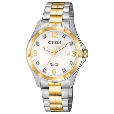 Citizen Ladies' Quartz Stainless Steel Watch w/White & Crystal Dial