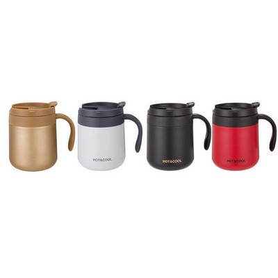 Double Wall Insulated Coffee Cup With Lid & Handle