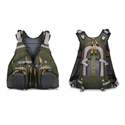 Fly Fishing Vest Multi Pockets Backpack