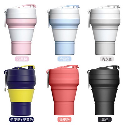 Silicone Collapsible Cup W/ Carabiner Straw