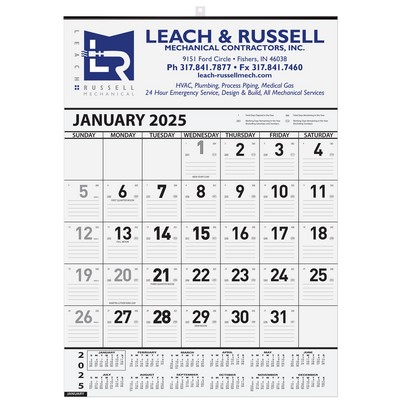 Contractor Wall Calendar w/2 Color Imprint (18"x25")