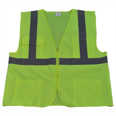 Lime Solid 4-Pocket ANSI Class II Safety Vests