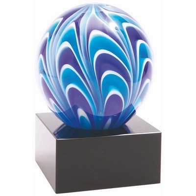 5" Two-Tone Blue & White Sphere Award