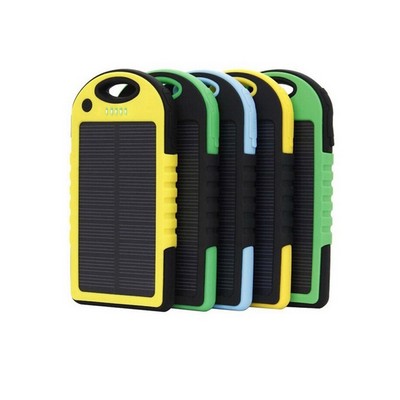 Solar Portable Charger 5000mAh Power Bank w/Dual Charging & LED Flashlight