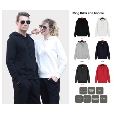 Unisex Stock 100% Cotton Hoodie with Kangaroo Pocket - 350 GSM Thick Coil