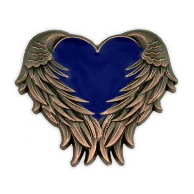 Blue Heart With Wings Pin