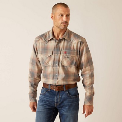 Ariat® Men's Silver Lining FR Exaclibur Retro Snap Long Sleeve Work Shirt