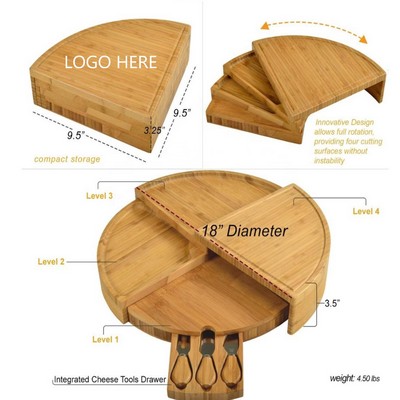 18" Multi Level Bamboo Cheese Board