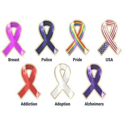 Awareness Ribbon Lapel Pin - Any Color - Fully Customizable