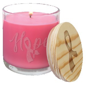 14 Oz. Peony Rose Candle in Glass Holder w/Wood Lid