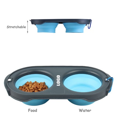 Stretchable Dual Pet Treat Bowl Food Tray