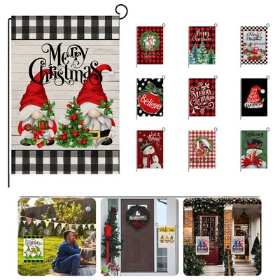 Holiday Theme Jute Garden Yard Flag