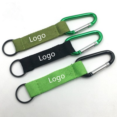 Carabiner with Strap and Metal Plate