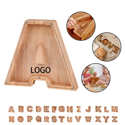 Wooden Large Piggy Bank 26 Letter English Alphabet