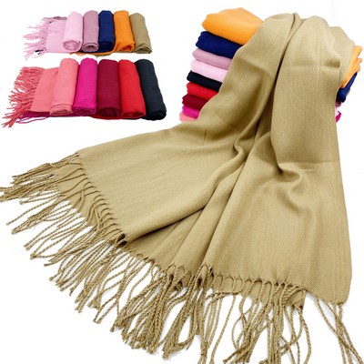 Cashmere Pashmina Woven Scarf With FringesLoupe