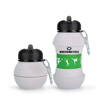 19 Oz. Golf Ball Shape Collapsible Sports Water Bottle