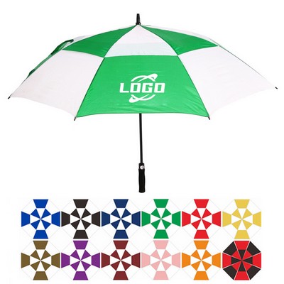 Wind-Vented Automatic Checkerboard Fiberglass Golf Umbrella (60" Arc)