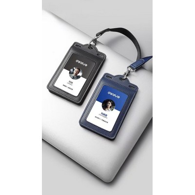 PU Leather Business ID Card Badage Holder