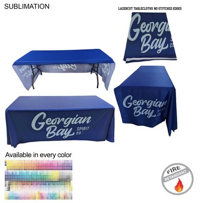 6' LazerCut 3-Sided PREMIUM Sublimated Tablecloth, Drape Style, Open Back