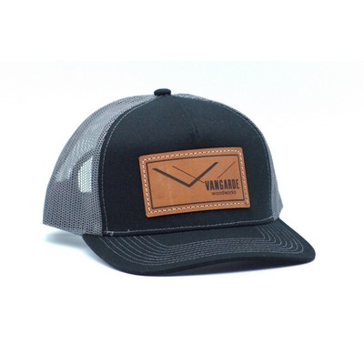 Outdoor Cap OC571 Premium 5-Panel Trucker Cap with Leather Patch