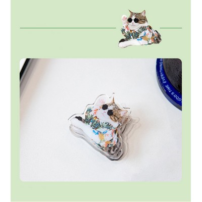 Cute Cat Shaped Acrylic Album Memo Clip Bag Binder Sealing Clip Food Bag Clamp-Two Sides Imprint