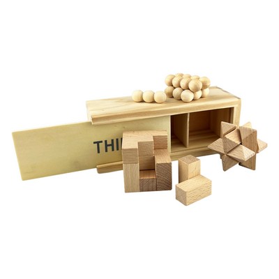 3 in 1 Wooden Brain Teaser