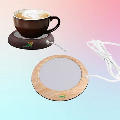 4" Wooden USB Coffee Mug Warmer Coaster Cup Warmer Heater Pad