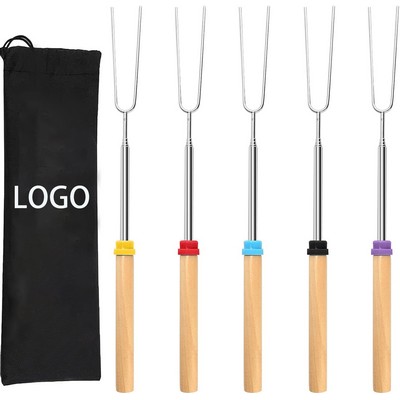 Extendable Rosating Fork Stick with Pouch (5 Pack Set)