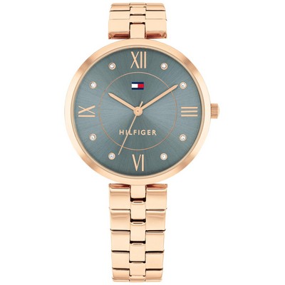 Tommy Hilfiger® Ladies' Rose Gold IP Watch w/Blue Dial