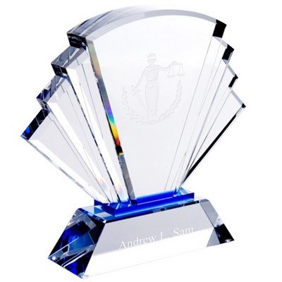 Prosperity Blue Crystal Prism Award with Dual Etch Areas