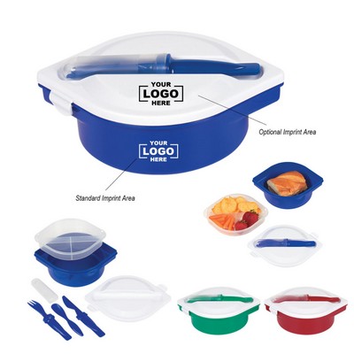 Multi-Compartment Food Container Lunch Box With Utensils